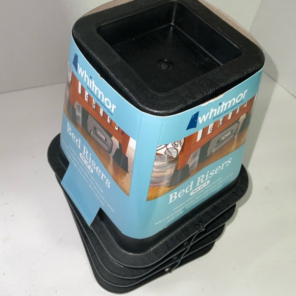 Whitmor Plastic Bed Risers 5.25 In height Plastic Black Set of 4 - Picture 2 of 3